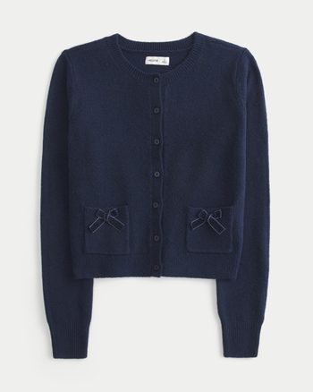 Women's Hollister Comfy Cloud Bow Pocket Cardigan | Women's | HollisterCo.com