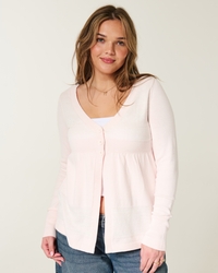 Long-Sleeve Flyaway Babydoll Cardigan