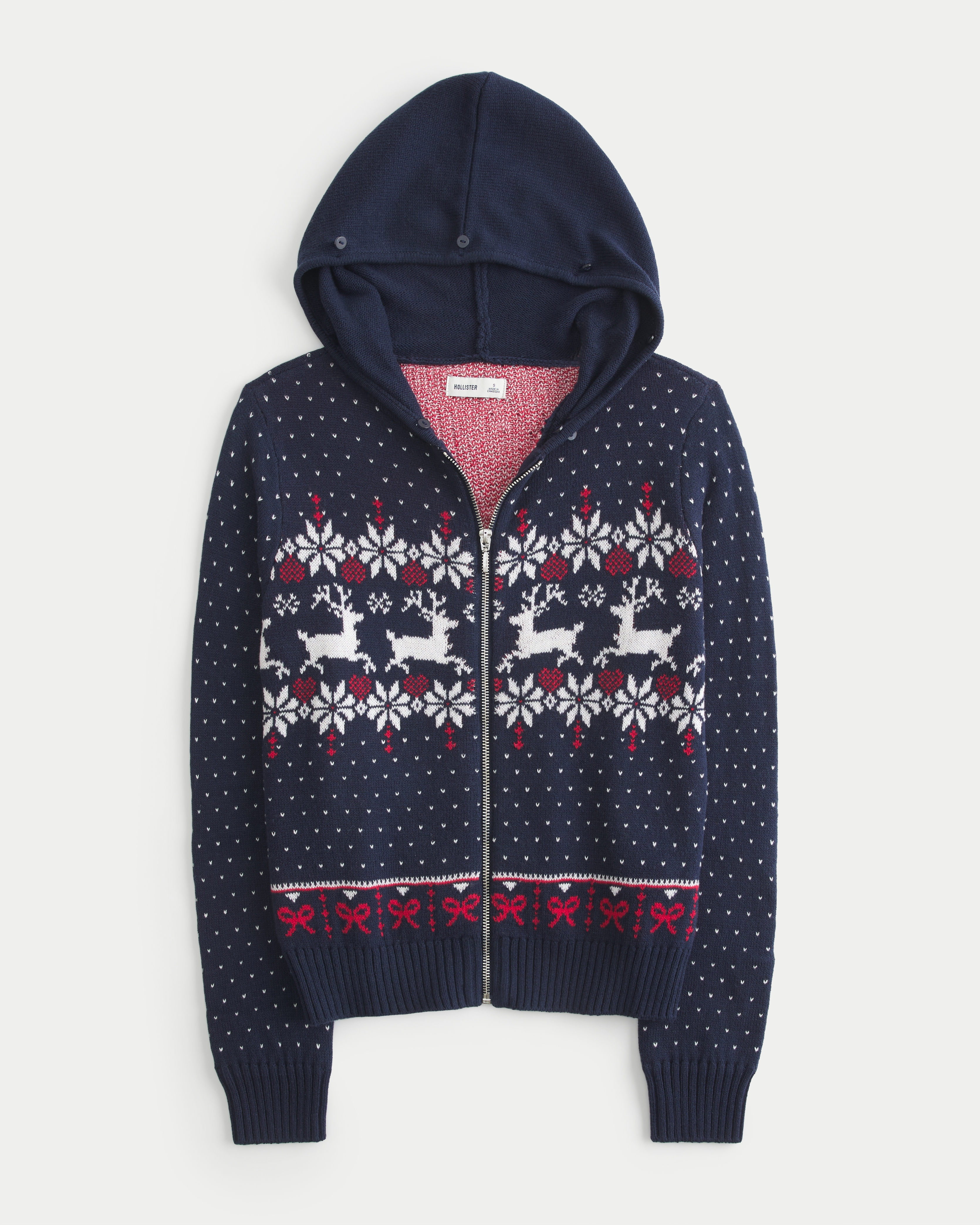 Hollister Hooded Faux Fur trim Fair Isle Zip-Up Sweater | Arden Fair