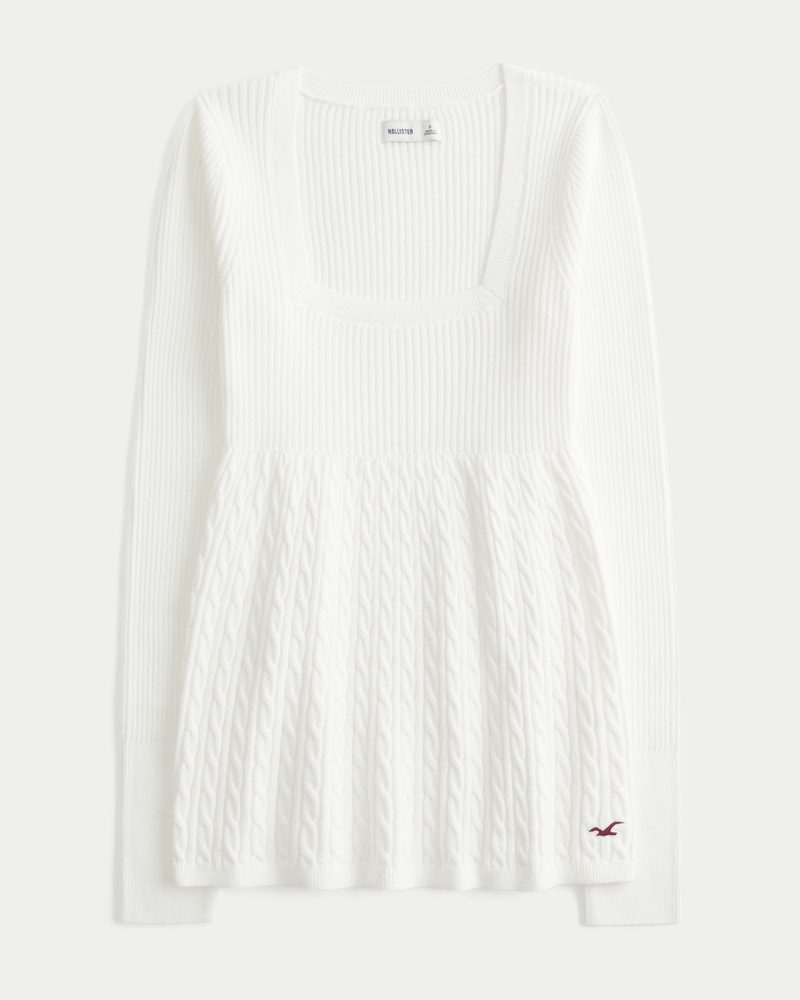 Women's Long-Sleeve Square-Neck Babydoll | Women's Tops | HollisterCo.com