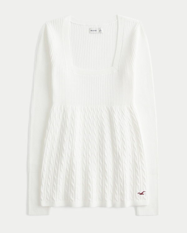 Long-Sleeve Square-Neck Babydoll