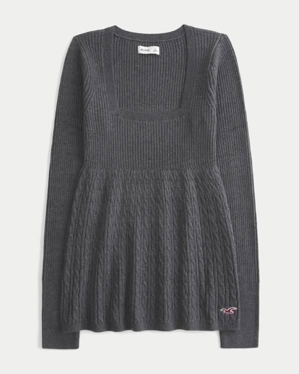 Long-Sleeve Square-Neck Babydoll