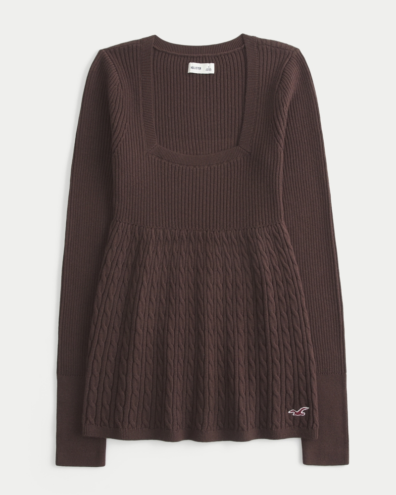 Long-Sleeve Square-Neck Babydoll