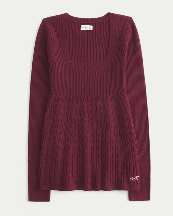 Long-Sleeve Square-Neck Babydoll