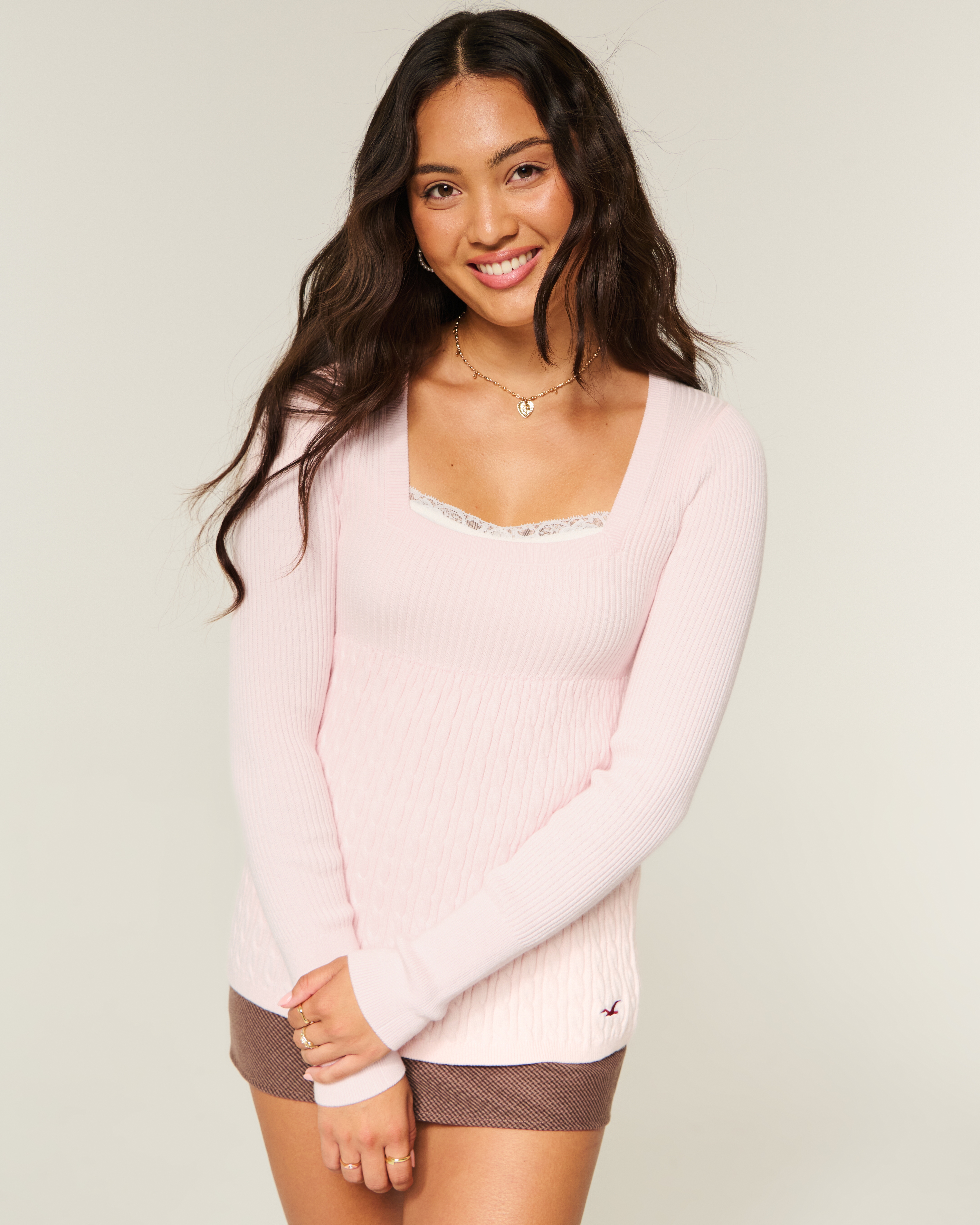 Hollister Long-sleeve Square-neck Babydoll