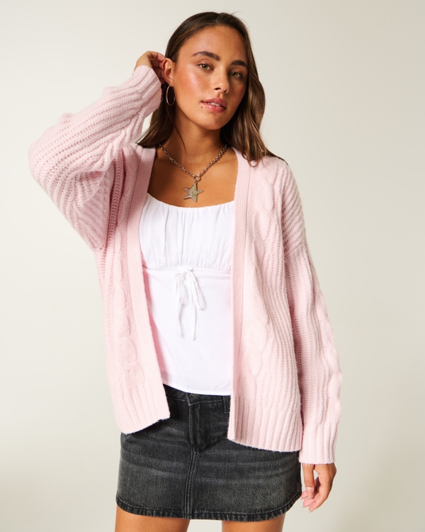 Hollister Comfy Cloud Easy No-Close Cardigan, Light Lilac view 1