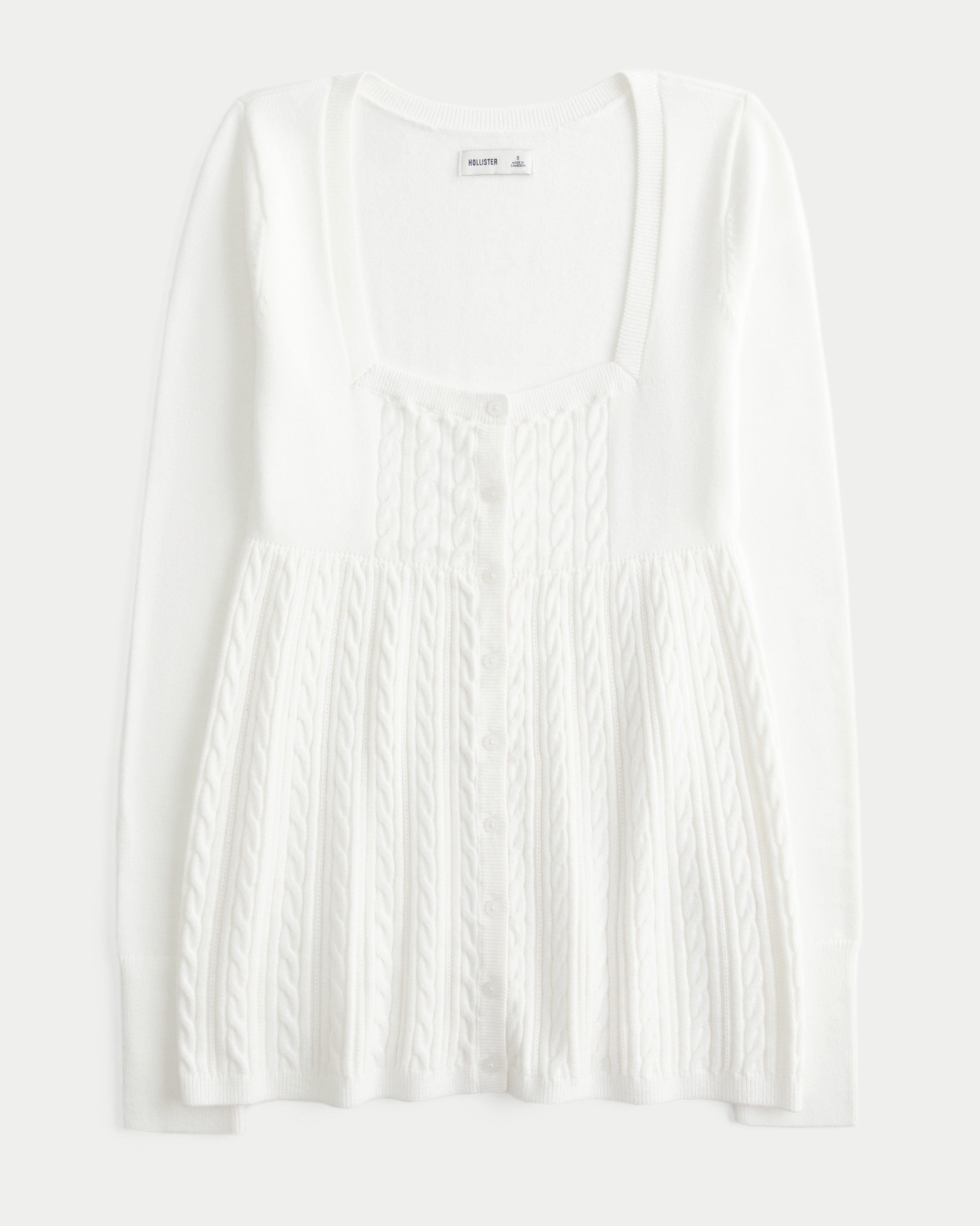 Easy Long-Sleeve Square-Neck Babydoll Sweater
