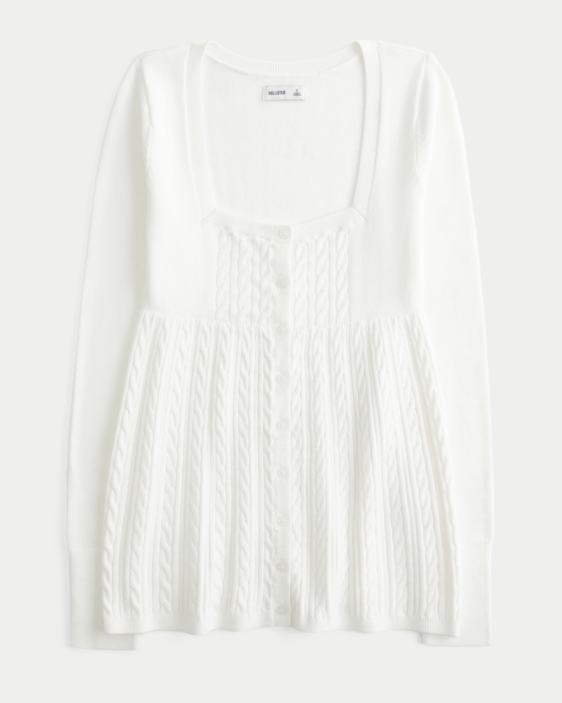 Easy Long-Sleeve Square-Neck Babydoll Sweater