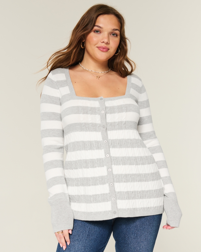 Women's Long-Sleeve Square-Neck Babydoll Sweater | Women's Tops | HollisterCo.com