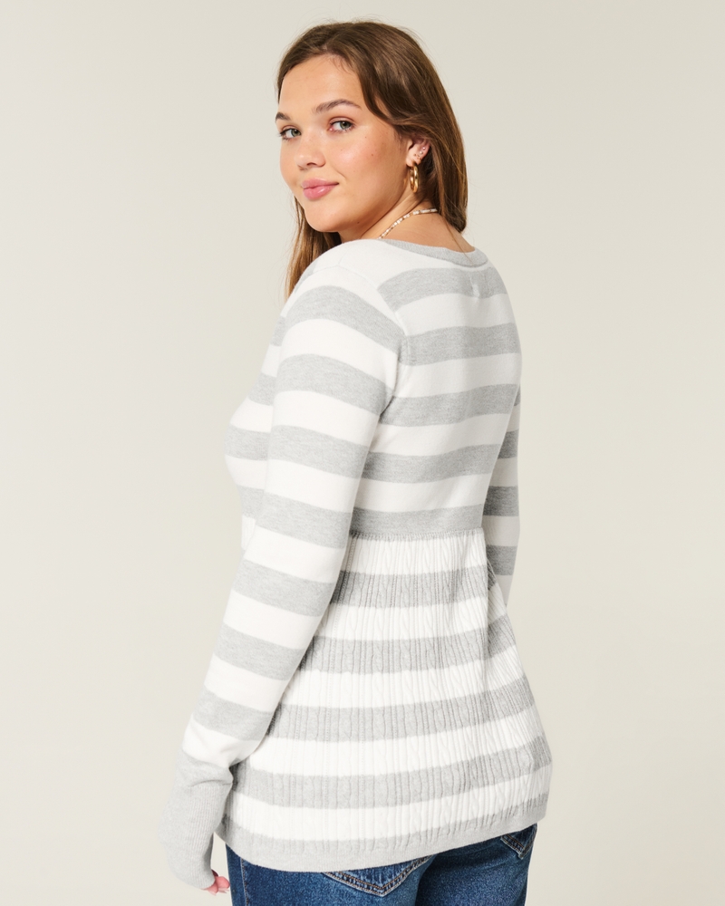 Easy Long-Sleeve Square-Neck Babydoll Sweater