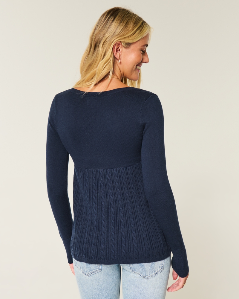 Easy Long-Sleeve Square-Neck Babydoll Sweater