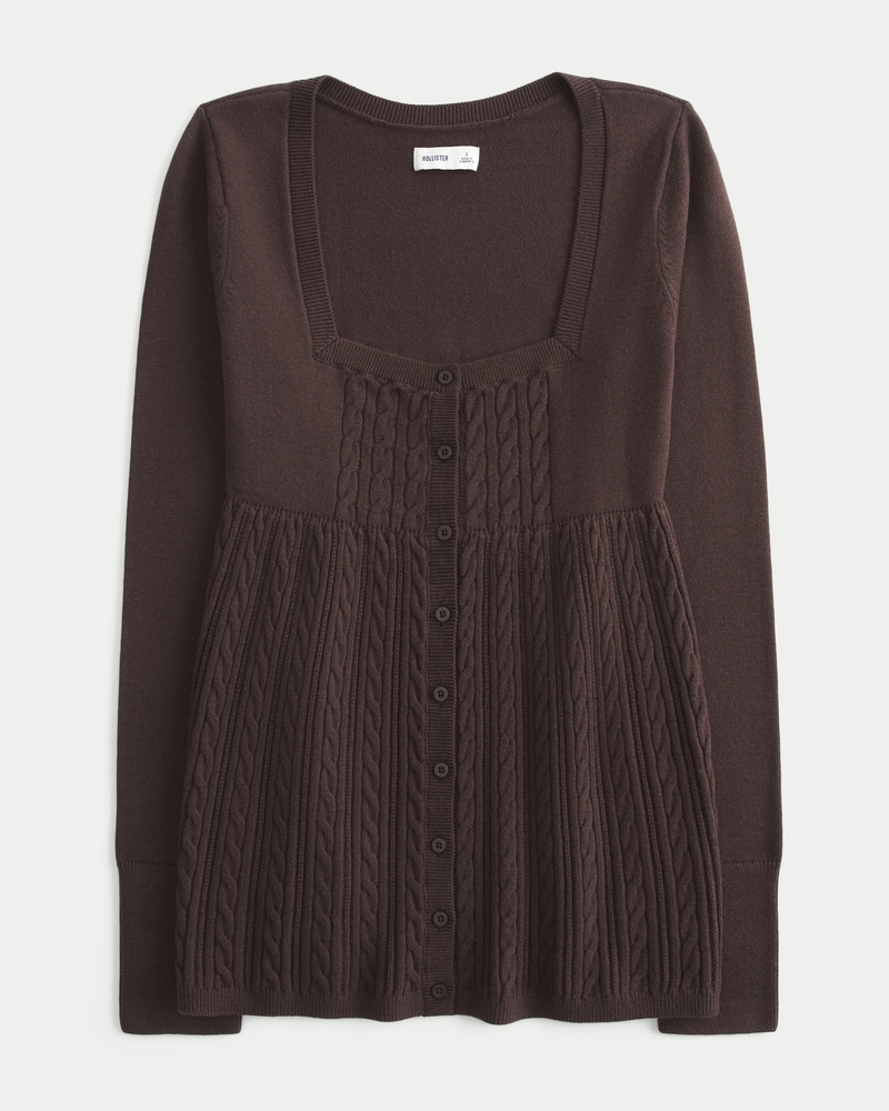Easy Long-Sleeve Square-Neck Babydoll Sweater