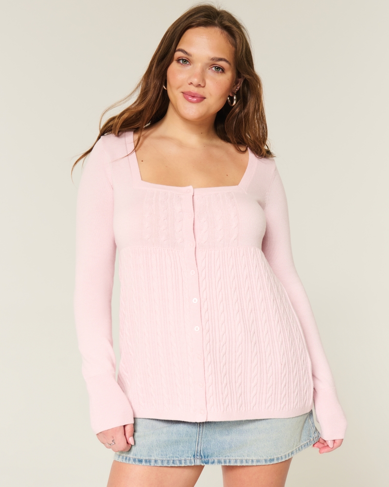 Short-Sleeve Henley Babydoll Top