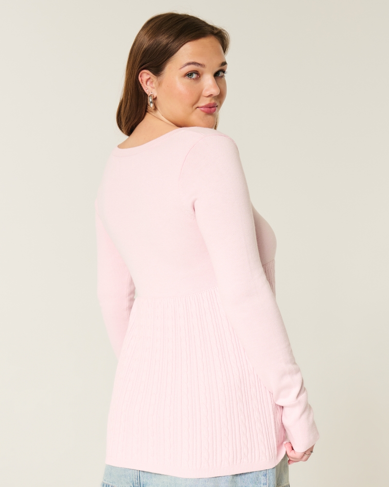 Easy Long-Sleeve Square-Neck Babydoll Sweater