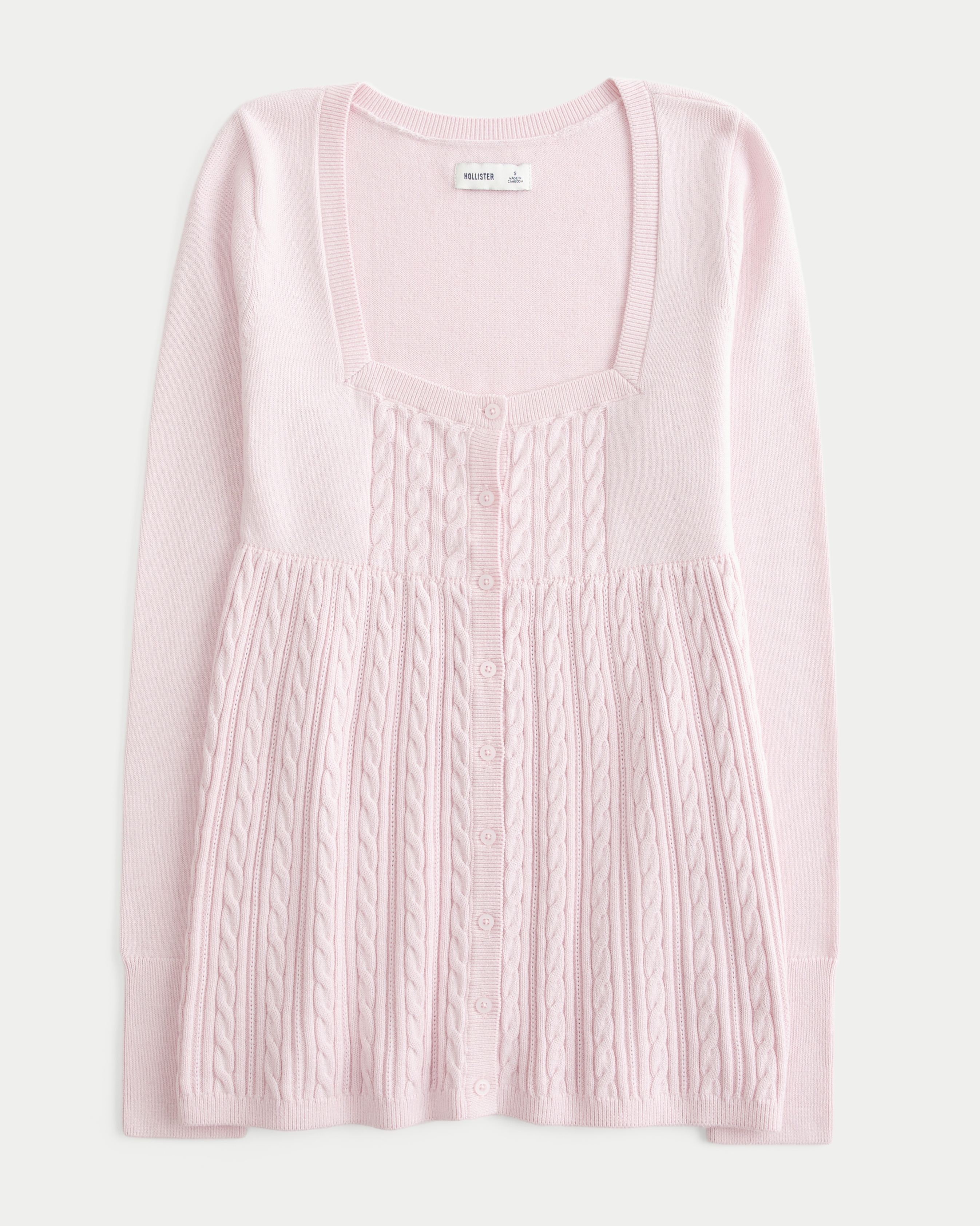 Long Sleeve Square Neck Babydoll Jumper