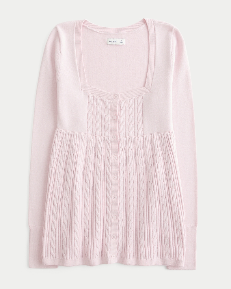 Easy Long-Sleeve Square-Neck Babydoll Sweater