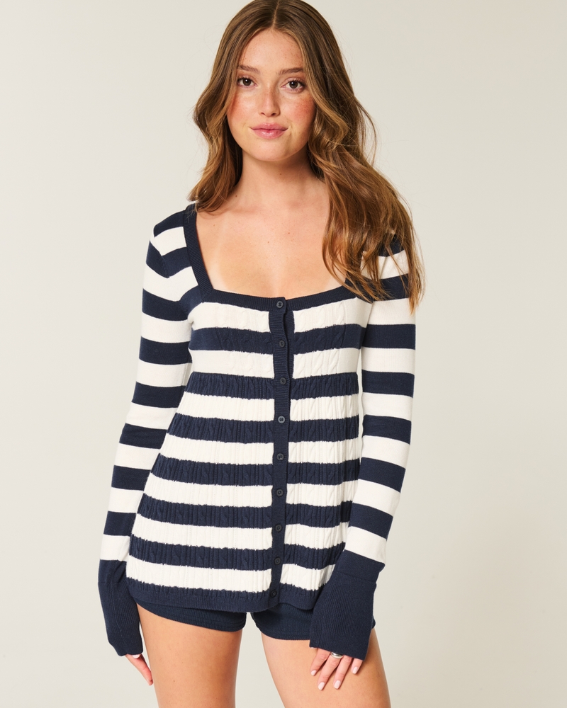 Easy Long-Sleeve Square-Neck Babydoll Sweater
