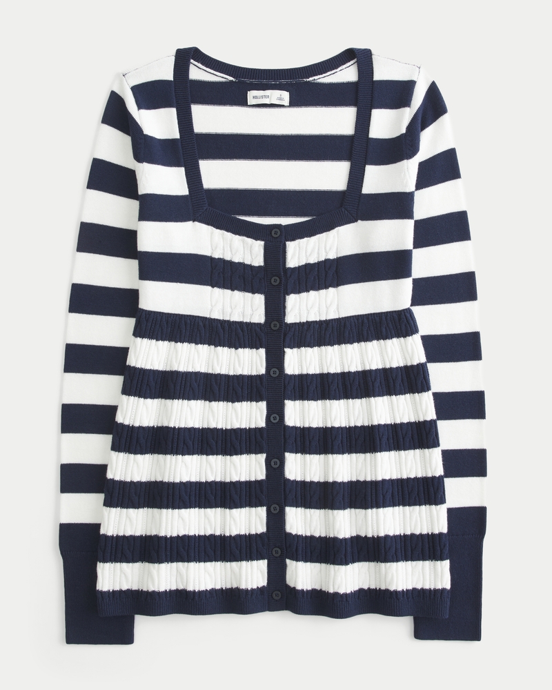 Easy Long-Sleeve Square-Neck Babydoll Sweater