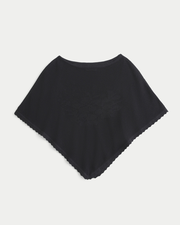 Easy Floral Poncho, Black view 1