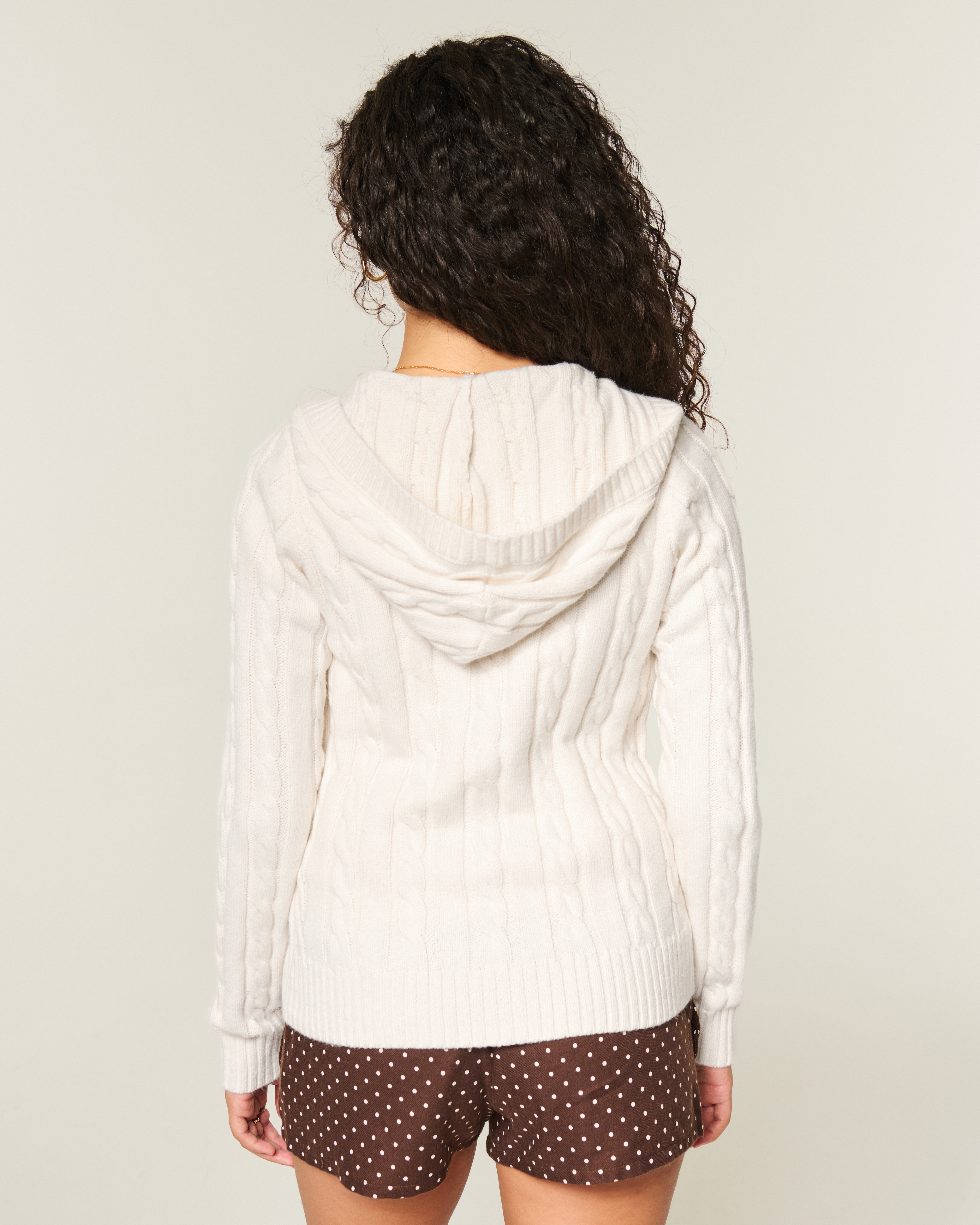 Holiday Vault Release Hooded Cable-Knit Toggle Cardigan