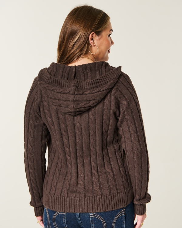 Holiday Vault Release Hooded Cable-Knit Toggle Cardigan