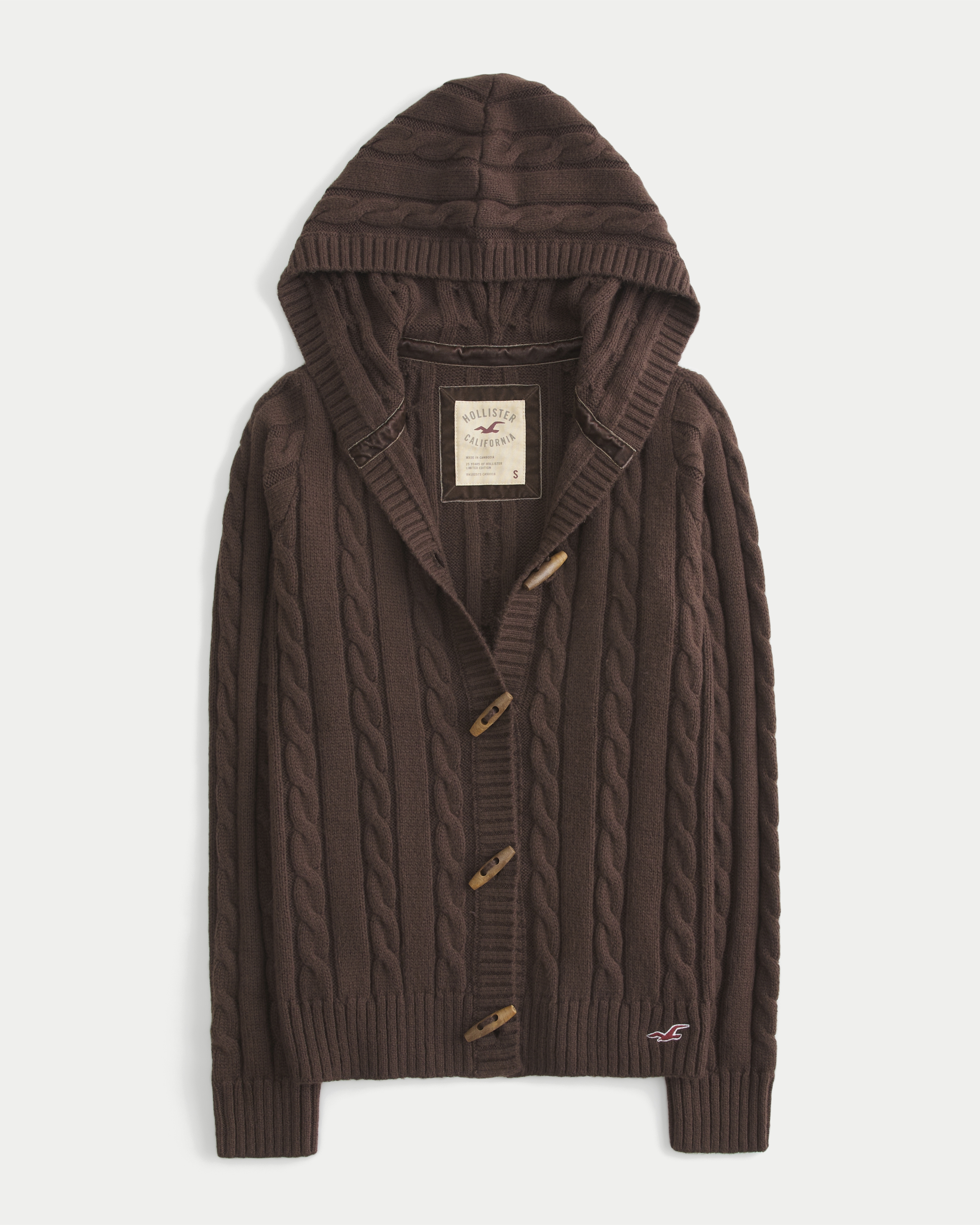 Holiday Vault Release Hooded Cable-Knit Toggle Cardigan