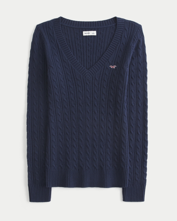 ウィメンズ ケーブルニット アイコン Vネック セーター | ウィメンズ