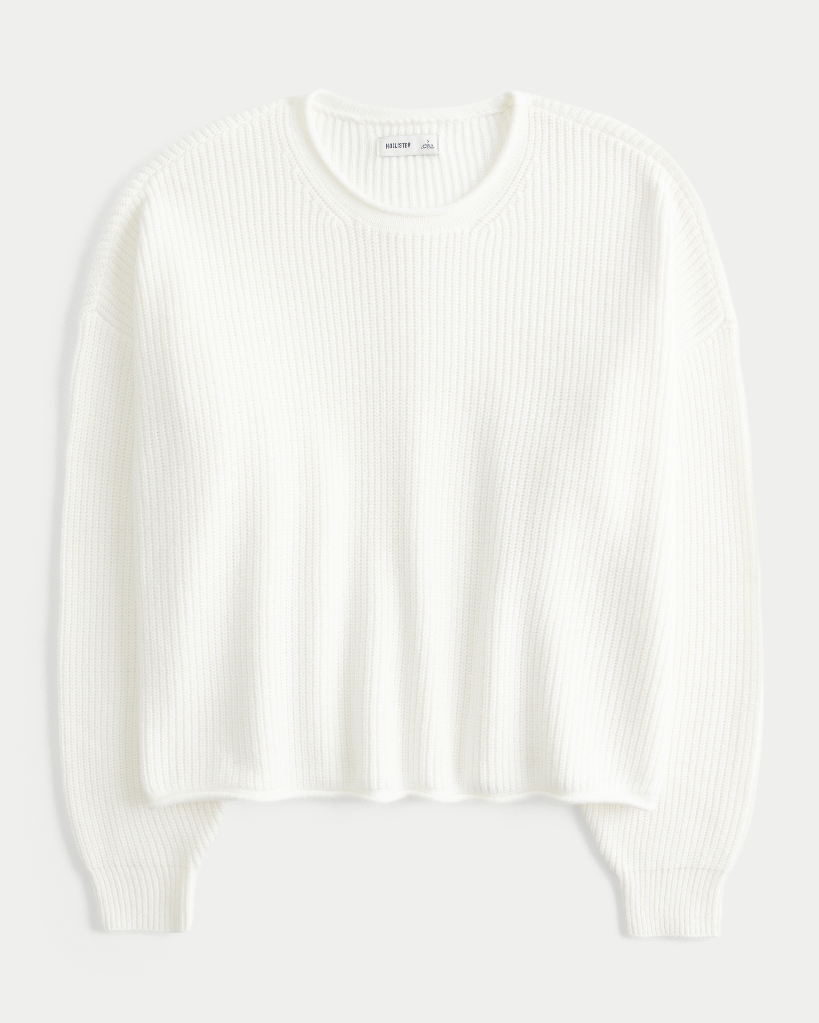 Hollister Easy Rollneck Crew Sweater In White
