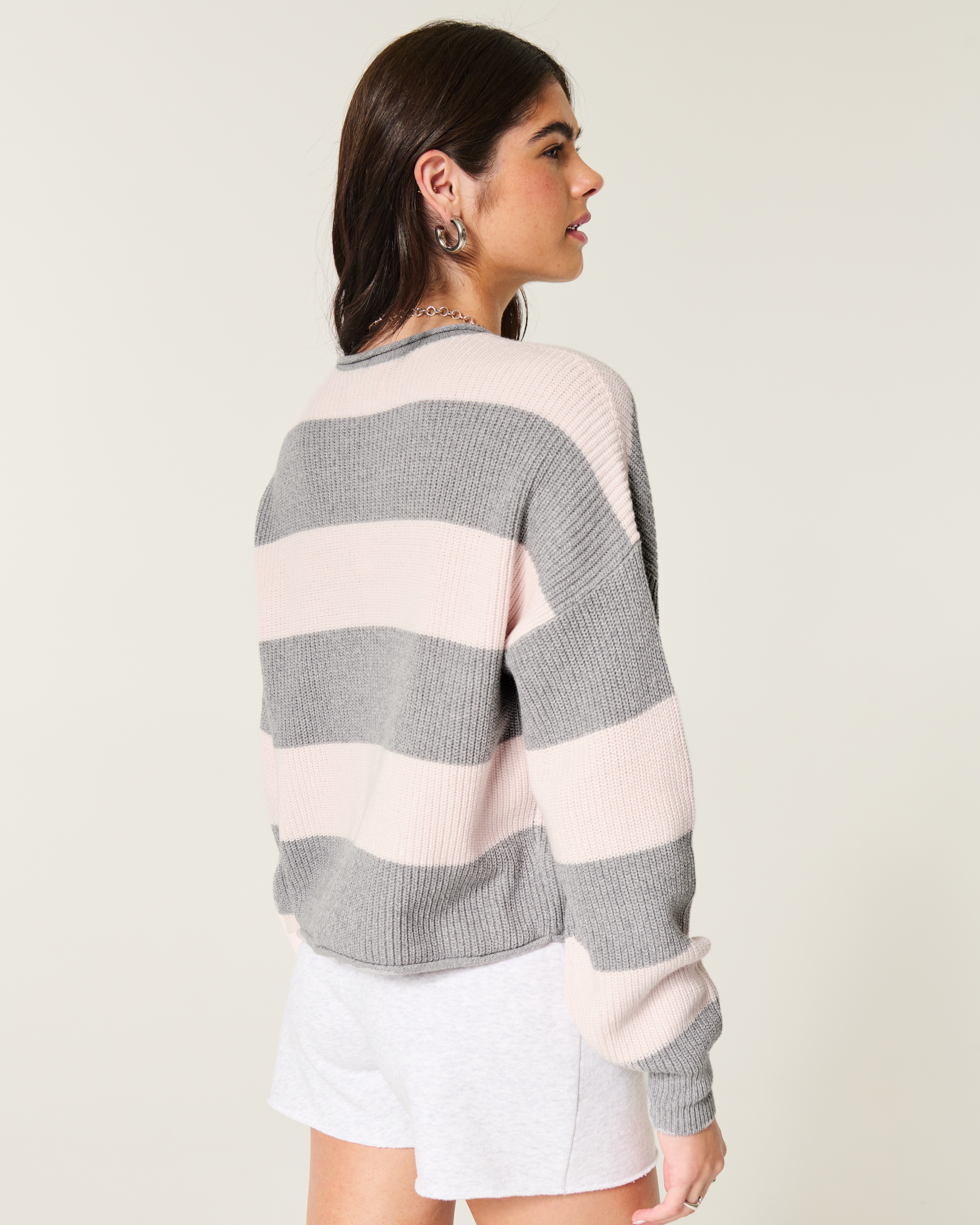 Hollister Easy Rollneck Crew Sweater In Gray