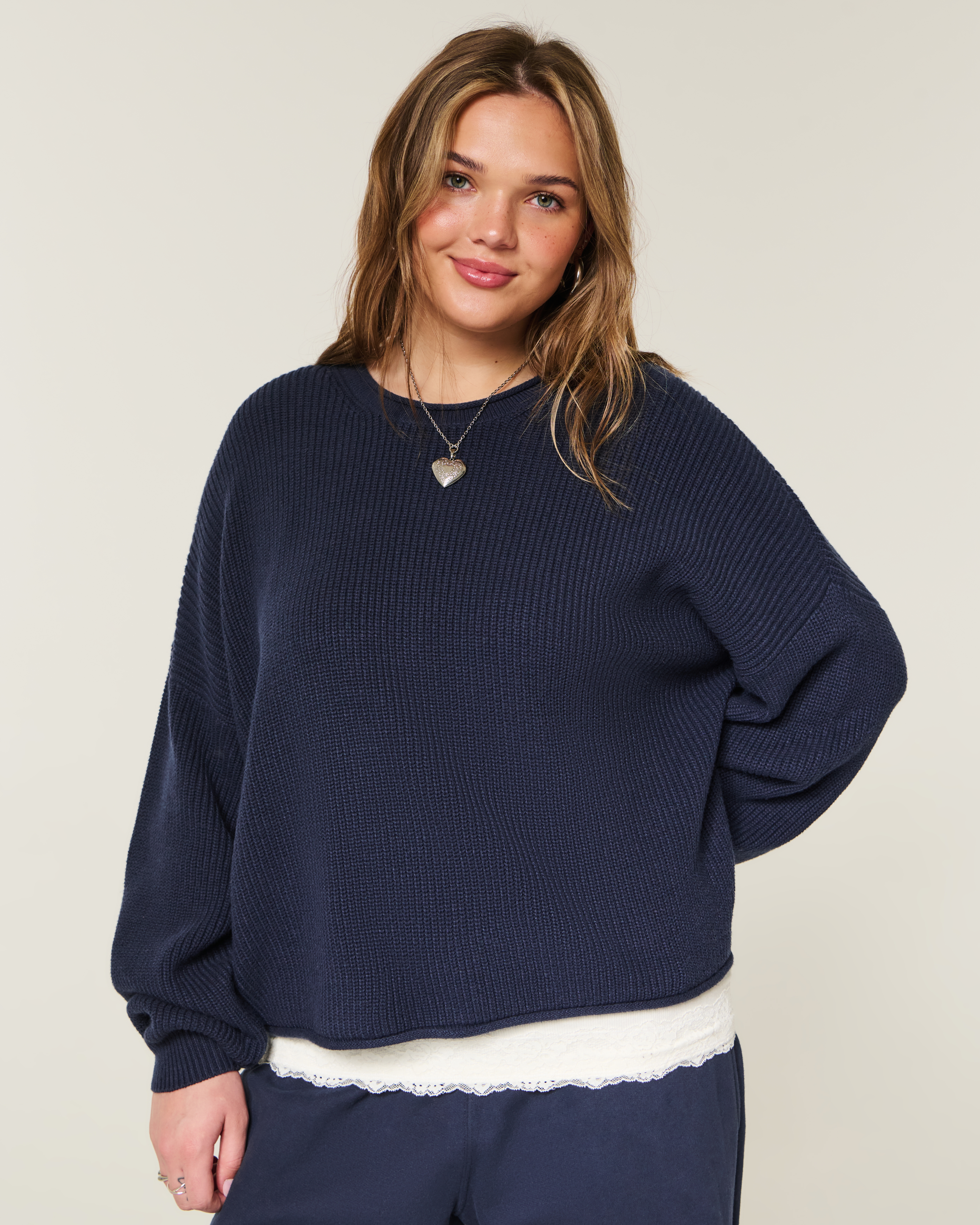 Hollister Easy Rollneck Crew Sweater In Blue