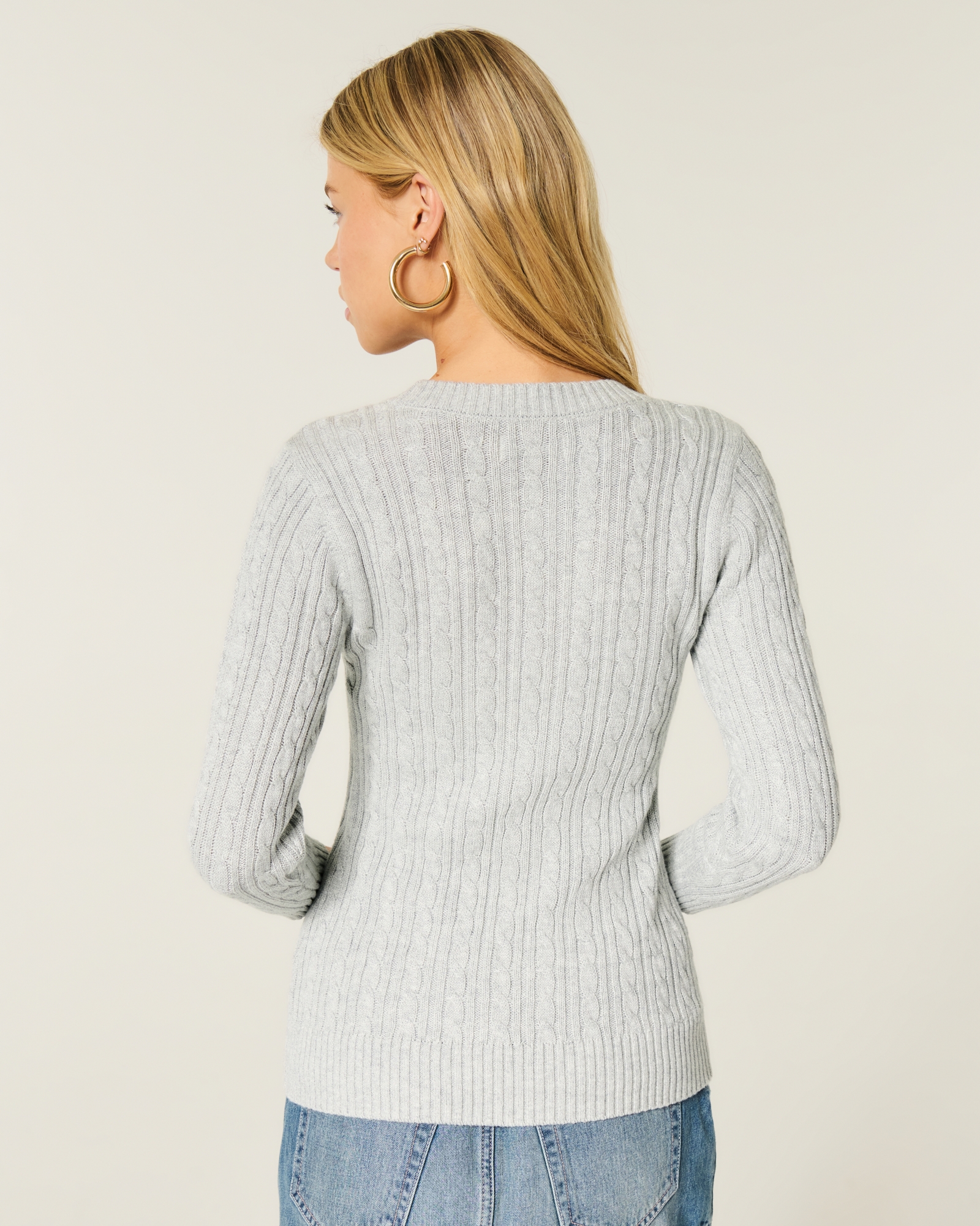 定価17,280円♡新品✨コットン ケーブルニット / グレー XS short cable knit/ショートケーブルニット（ニット/セーター）｜OLUN