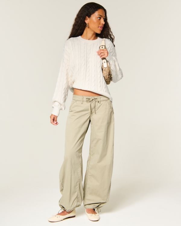 Hollister Rory Cable Crew Sweater, Cream view 2