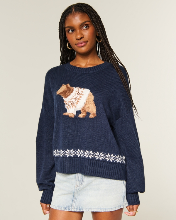 Easy Bear Graphic Crew Sweater