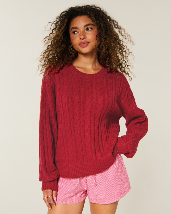 Easy Cable-Knit Crew Sweater