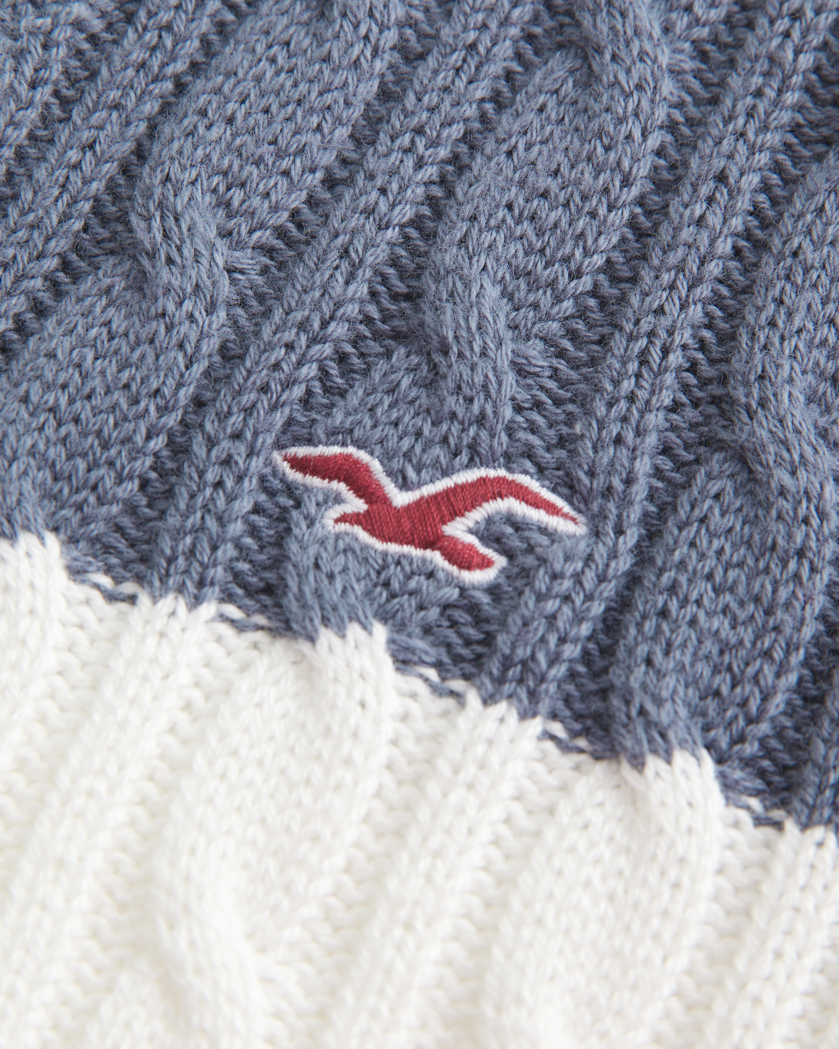 Cable-Knit V-Neck Hoodie Sweater