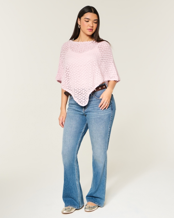 Open-Stitch Sequin Poncho, Light Pink Embellishment view 2