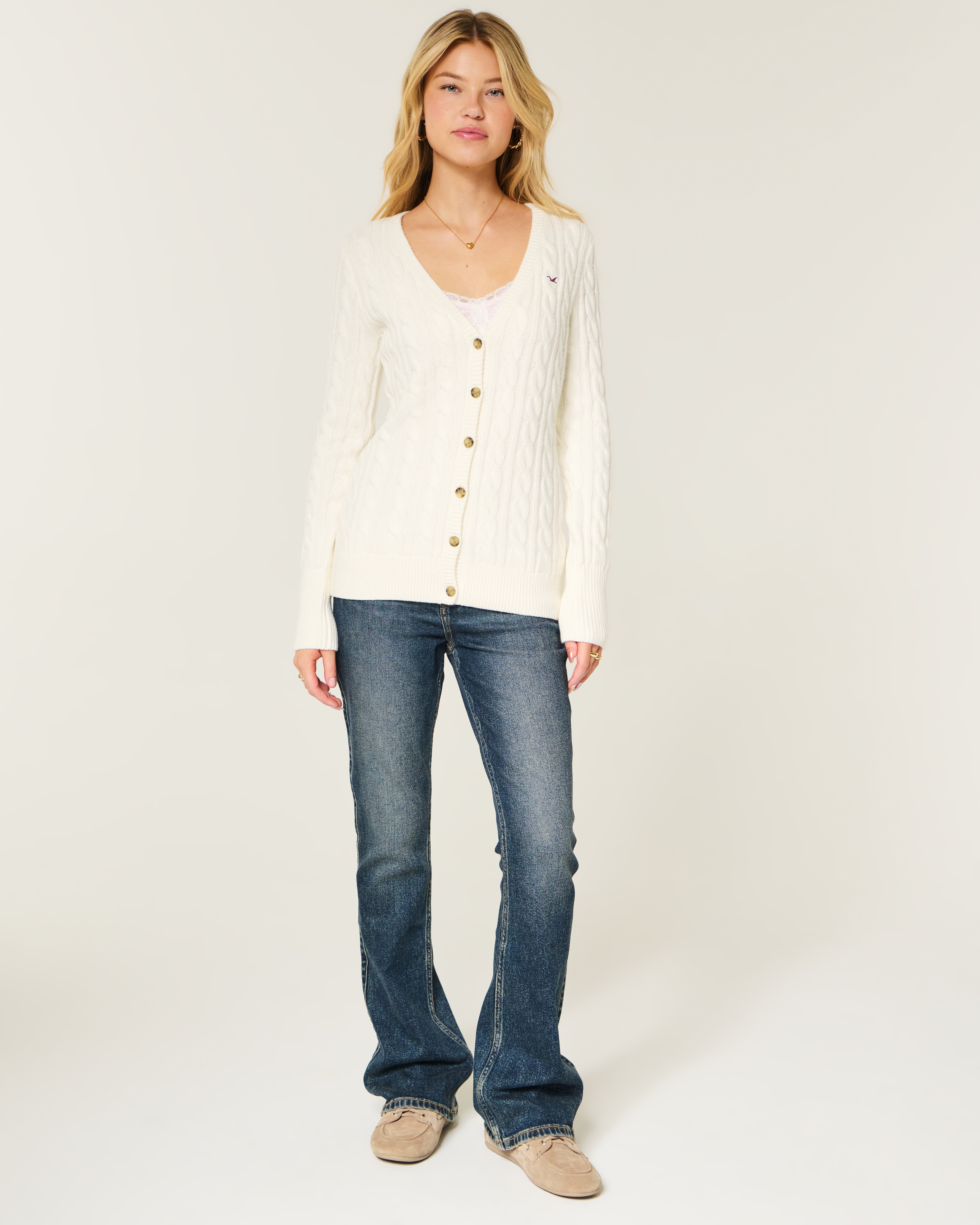 Cable-Knit Icon V-Neck Cardigan