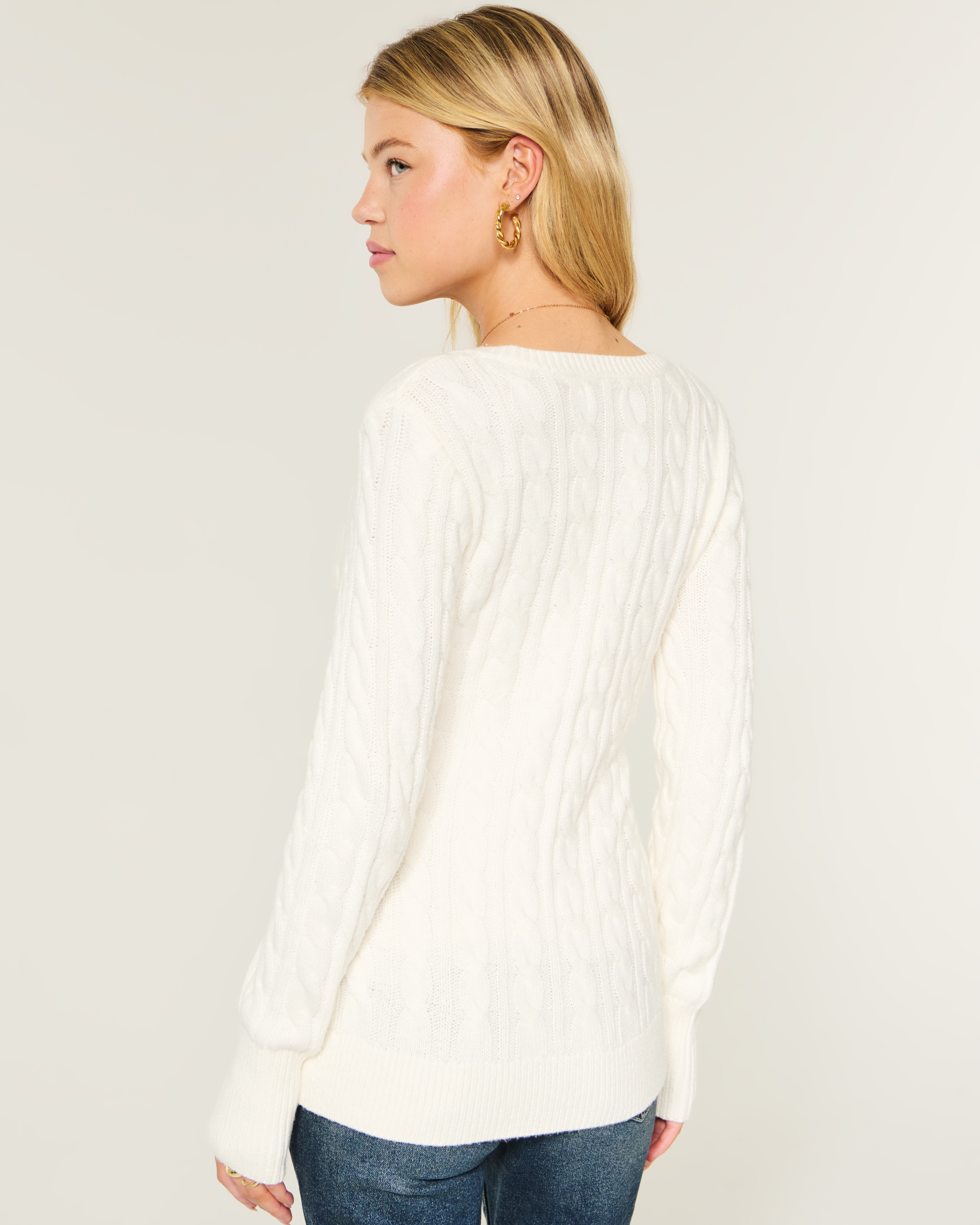 Cable-Knit Icon V-Neck Cardigan