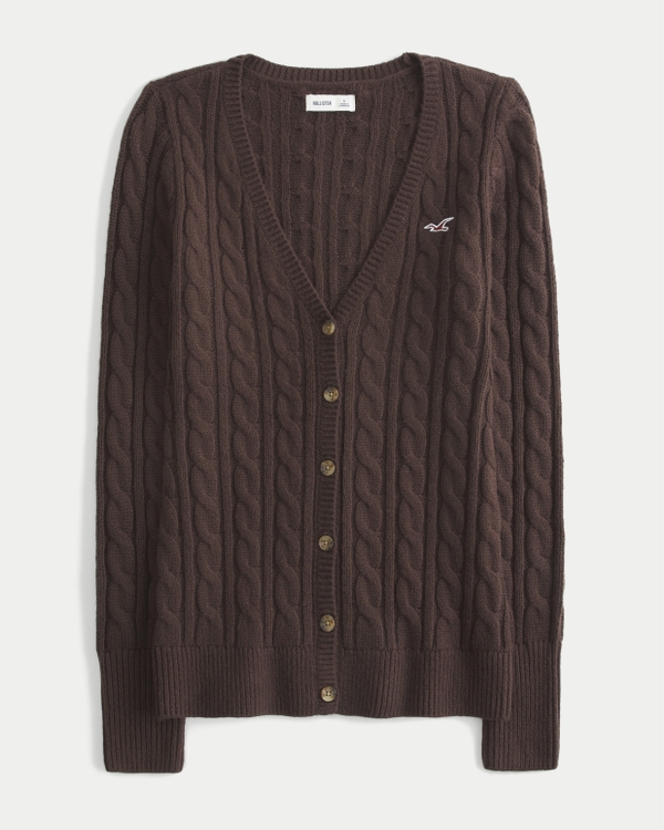 Cable-Knit Icon V-Neck Cardigan