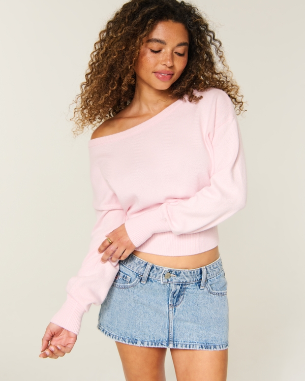 Slouchy Banded Off-the-Shoulder Sweater