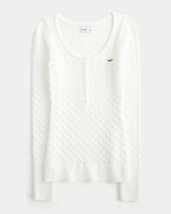 Women's Cable-Knit Icon Henley Sweater | Women's Tops