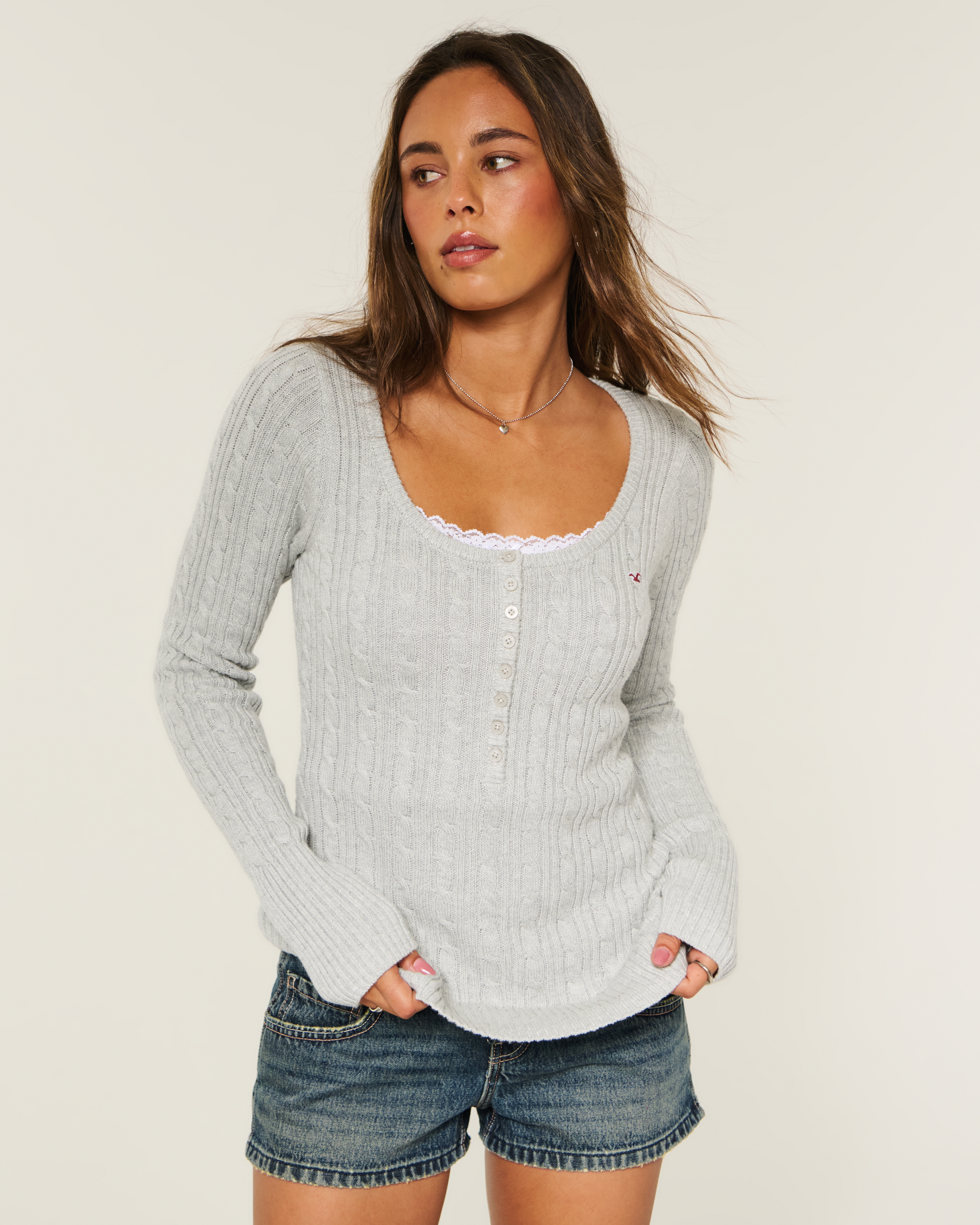 Cable-Knit Icon Henley Sweater