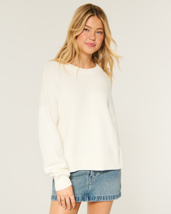 Hollister Rory Crew Sweater, White view 1