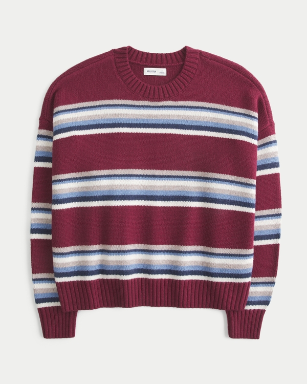 Hollister Rory Crew Sweater, Burgundy Stripe view 1