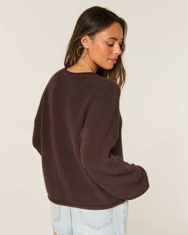 Easy Roll-Neck Crew Sweater, Brown view 2