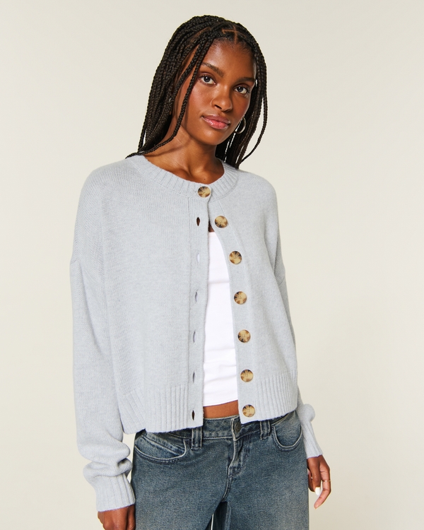 Easy Crew Cardigan, Light Grey view 1