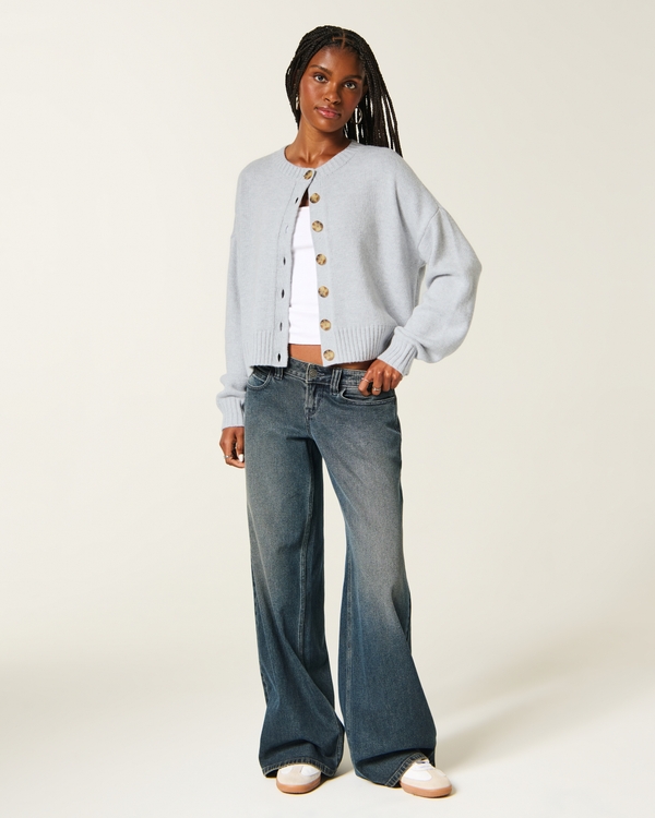 Easy Crew Cardigan, Light Grey view 2