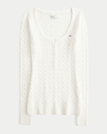 Women's Cable Knit Icon Henley | Women's Tops | HollisterCo.com