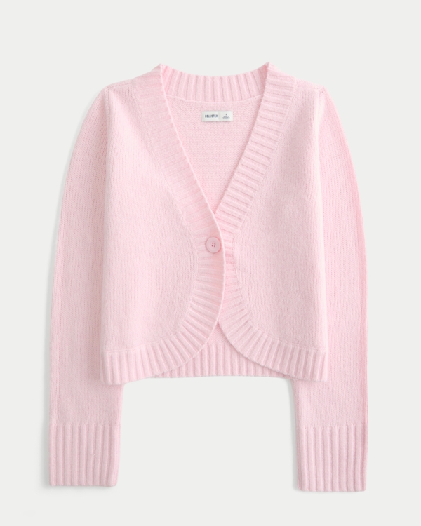 Hollister Comfy Cloud Button Front Cardigan, Light Pink view 1