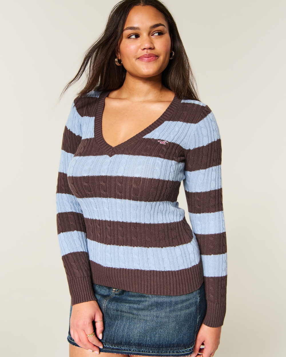 Hollister Ivy Cable-Knit V-Neck Sweater